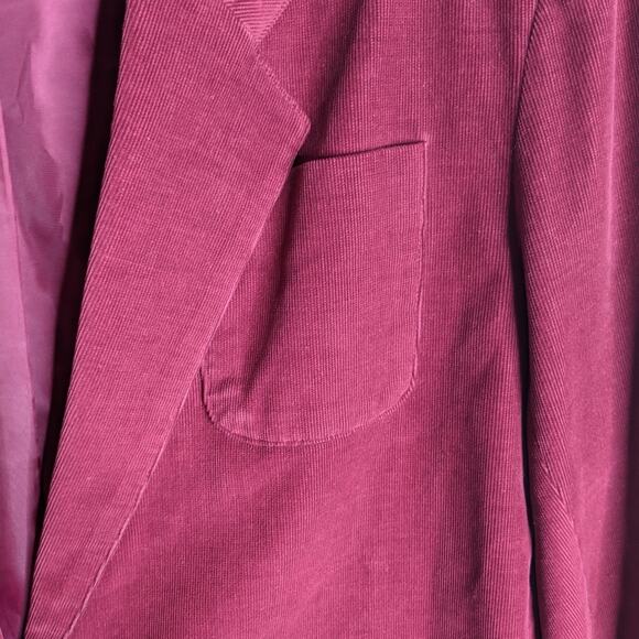 Vintage 80's Townhouse Corduroy Blazer Unstructured One Button Raspberry Pink - Picture 6 of 10